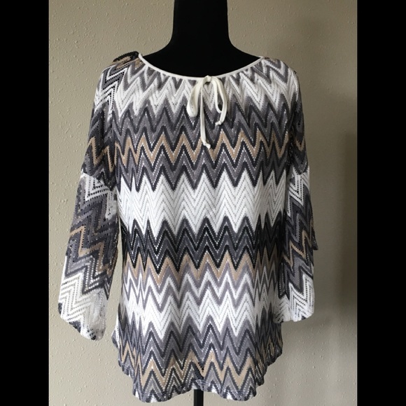 Tacera Tops - Tacera crochet blouse Chevron SZ LG